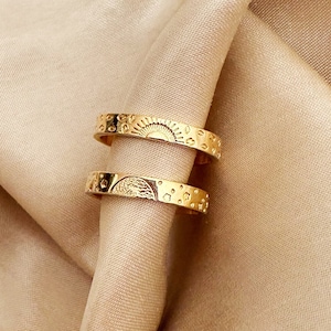 18k plated Double pair sun gold sun ring| gold sunshine ring| stackable gold rings| unique rings|dainty ring|sunrise gold rings| couple ring