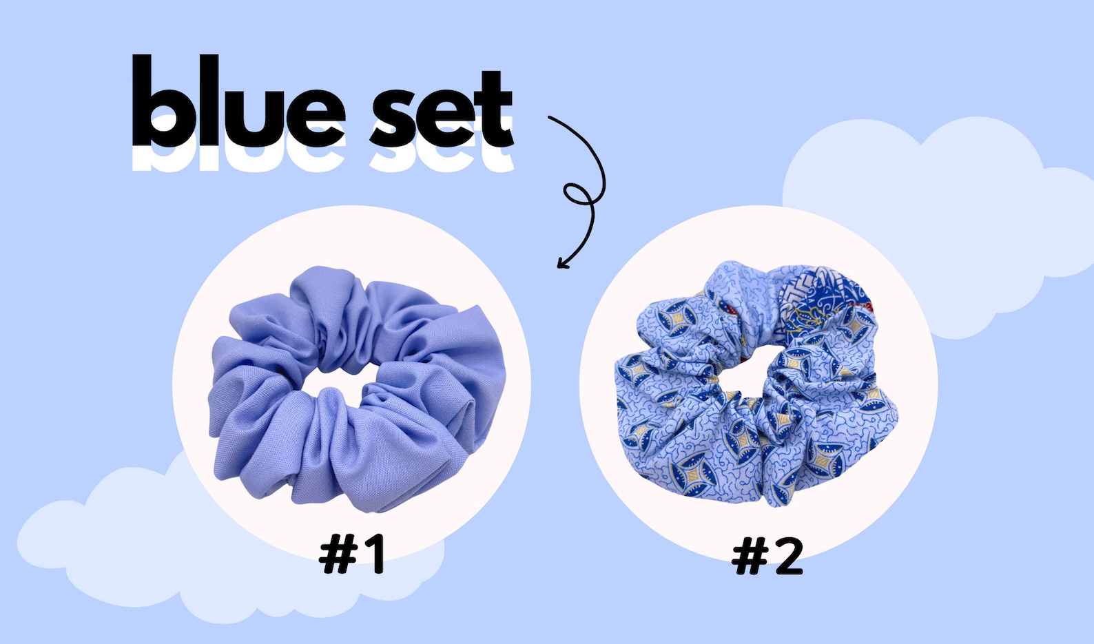 Blue Scrunchies Set Hair Accessories Handmade Etsy UK