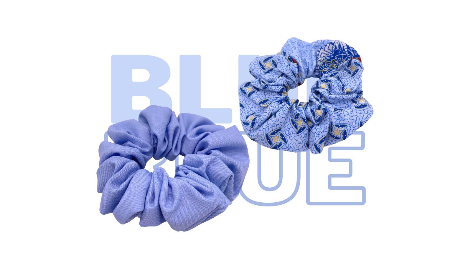 Blue Scrunchies Set Hair Accessories Handmade Etsy UK