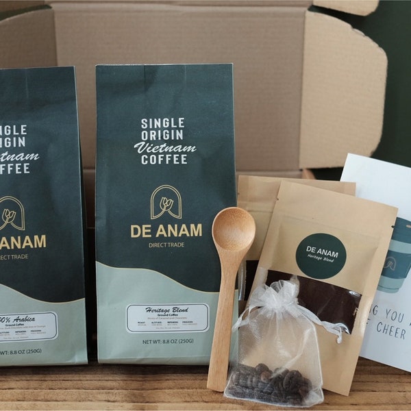 Mother’s day gift, Coffee hamper box,  Personalised card, Wooden coffee spoon, thank you gift, personalised dad gift, Vietnamese coffee