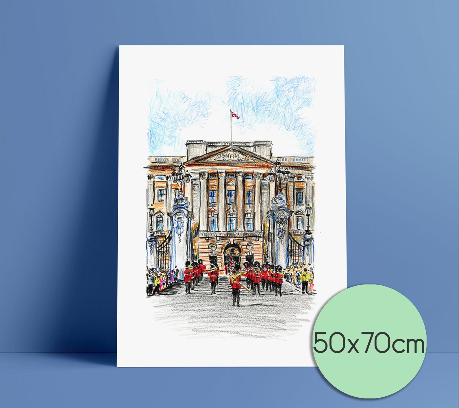 Buckingham Palace drawing from London Landmarks wall art Etsy