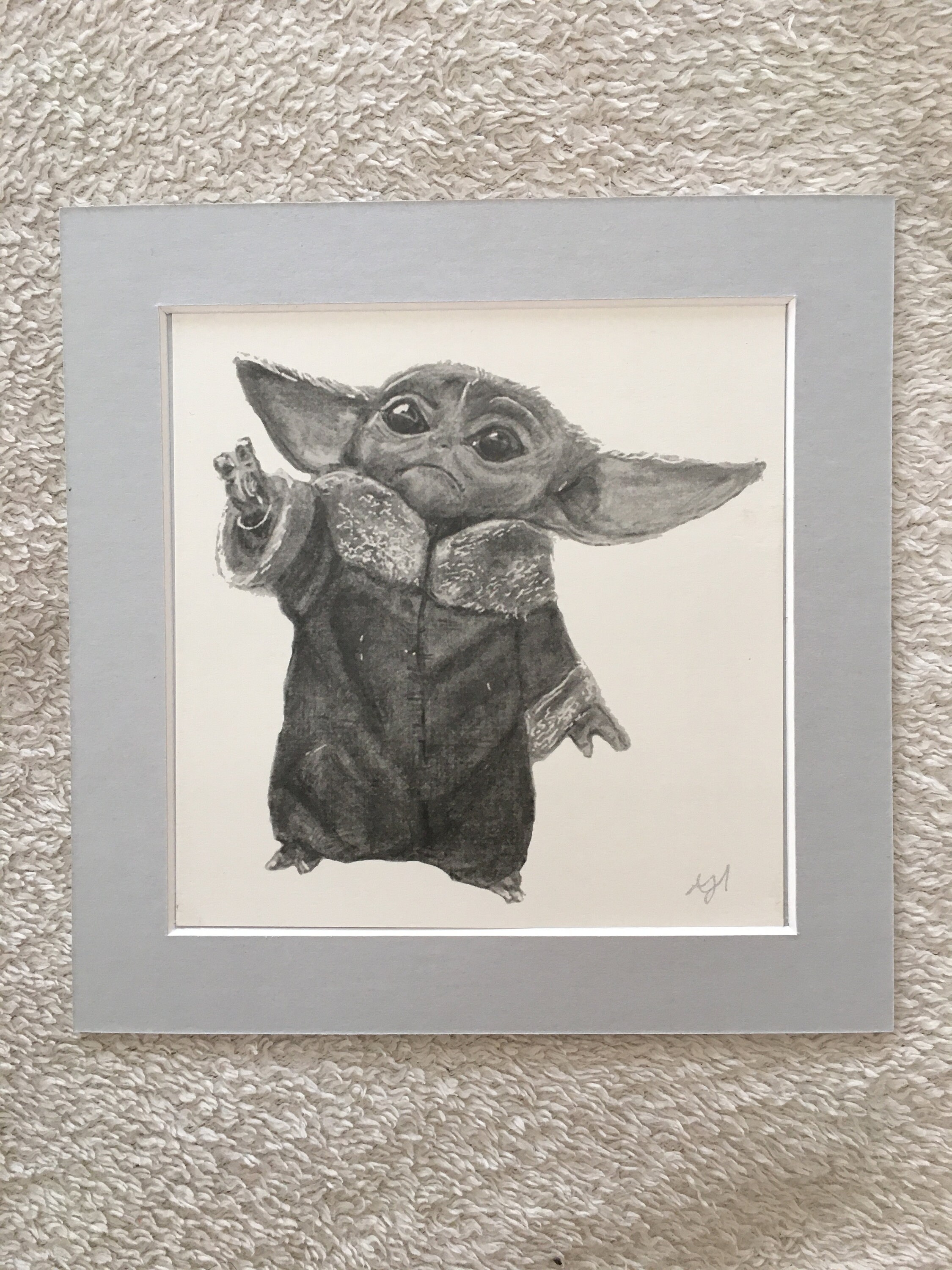 Baby Yoda Art Print With Boarder Etsy