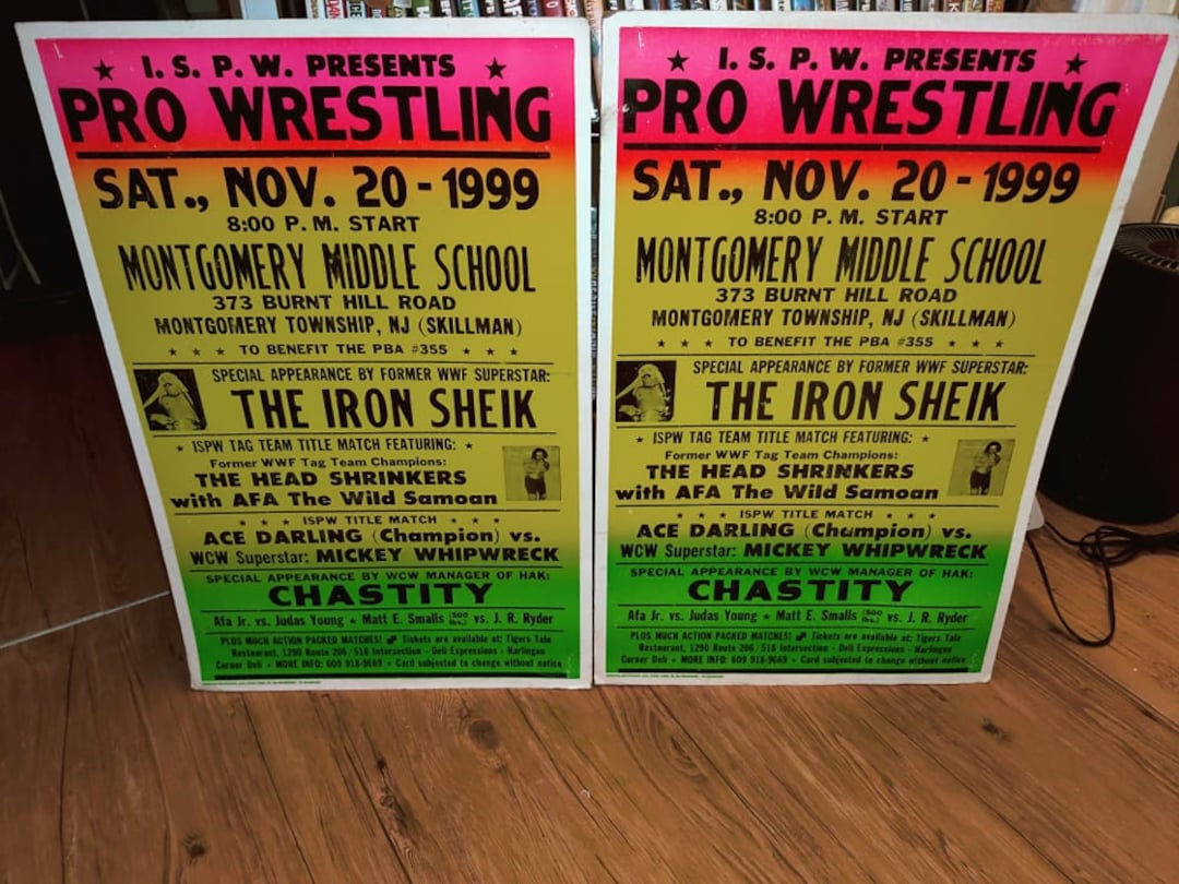 RARE Pro Wrestling Match Card Posters ISPW Etsy