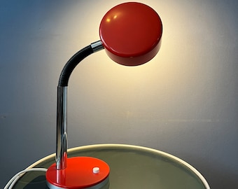 Red Adjustable Mid Century Cosack Table Lamp