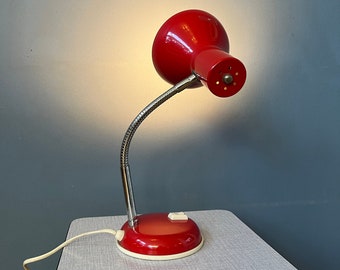 Vintage Flexible Red Spage Age Table Lamp