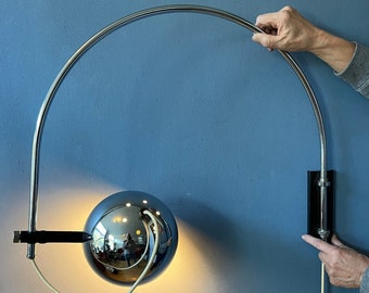 Mid Century Herda Eyeball Wall Lamp in Chrome | Space Age Lamp