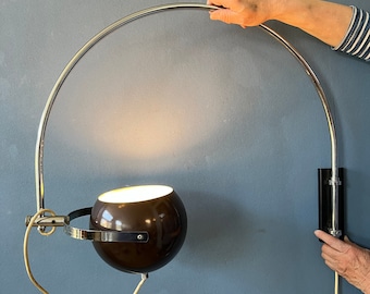 Vintage Herda Eyeball Wall Light | Space Age Chrome Lighting | 70s Arc Lamp