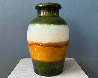 Green and Yellow Scheurich West Germany Ceramic Vase