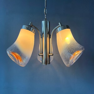 70s Mid Century Mazzega Murano Glass Chandelier Lamp