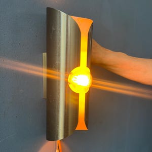 Vintage Brushed Steel Polam / Raak Space Age Wall Lamp