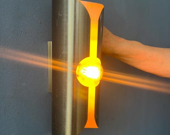 Vintage Brushed Steel Polam / Raak Space Age Wall Lamp