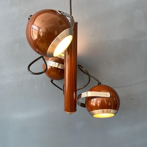 Brown Vintage Space Age Pendant Lamp with Three Eyeball Shades