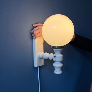 Vintage Opaline Glass Wall Light / White Space Age Sconce