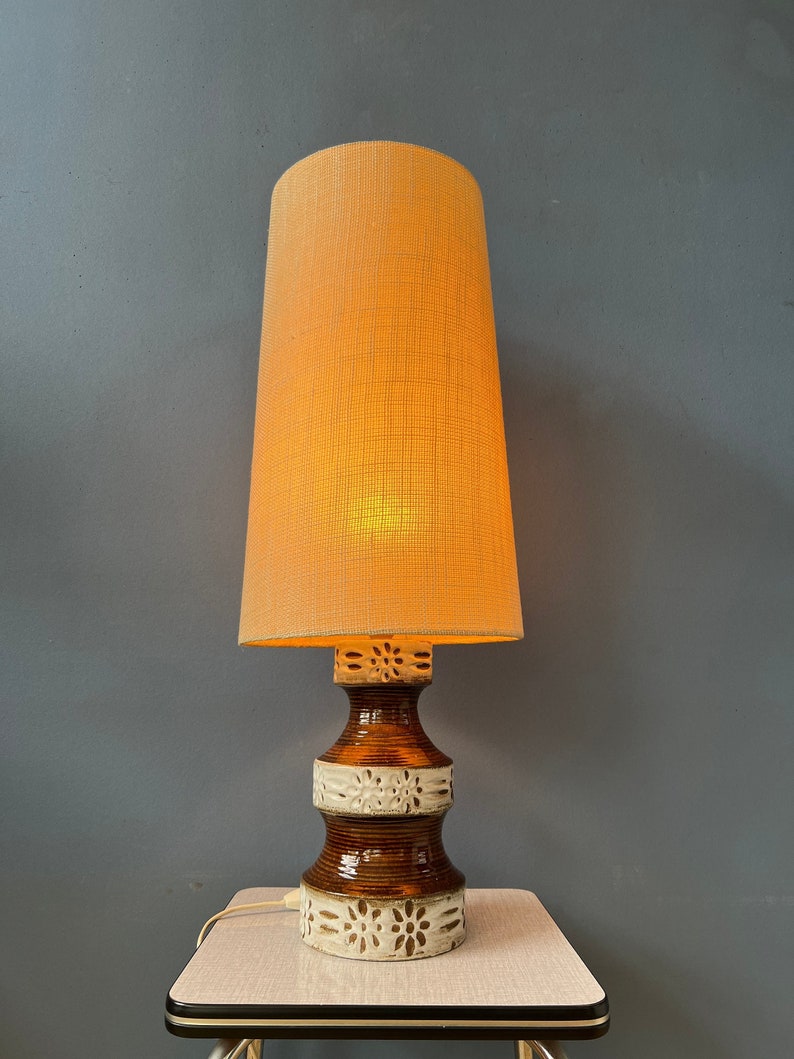 West Germany Fat Lava Ceramic Table Lamp / Mid Century German Desk Lamp image 1