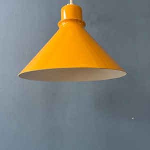 Set 2 of Vintage Yellow Metal Pendant Lamps image 8
