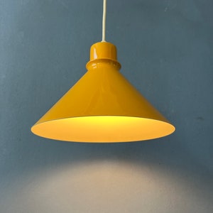 Set 2 of Vintage Yellow Metal Pendant Lamps image 4