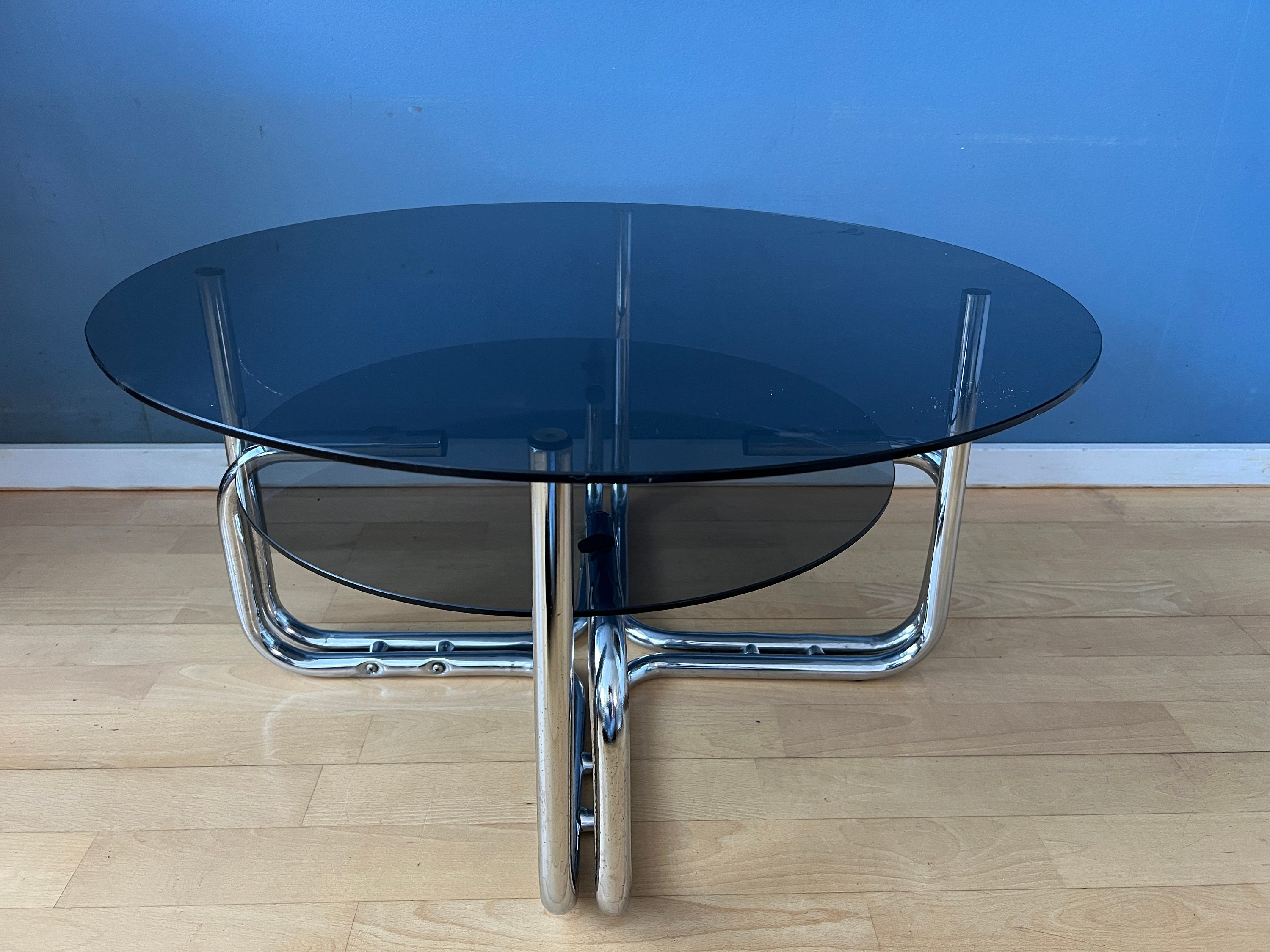 Coffee table chrome glass discount