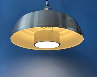 Mid Century Aluminium Pendant Lamp with Orange Lacquer