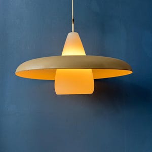 Vintage Opaline Glass Louis Kalff Philips UFO Pendant Lamp