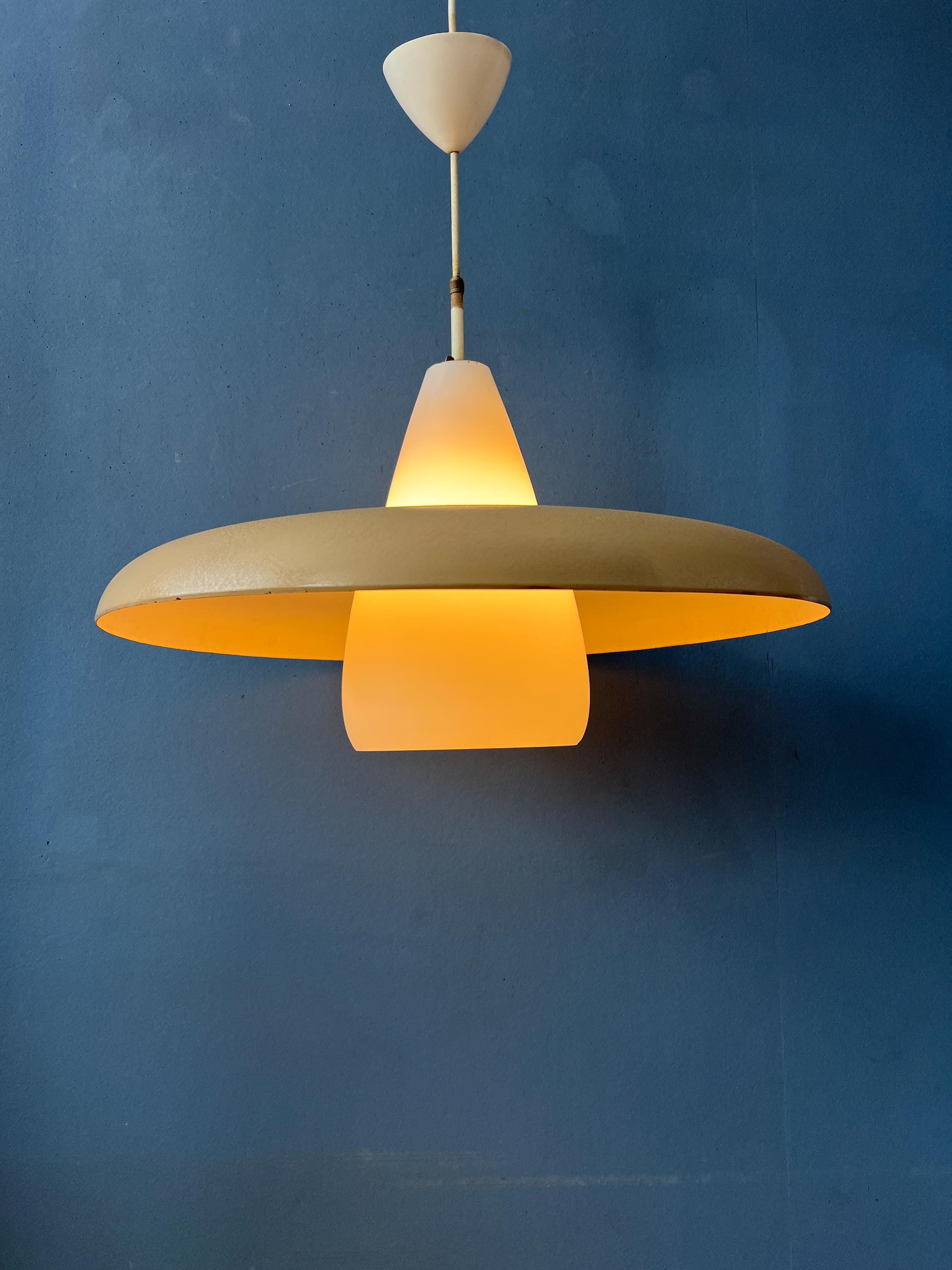 Vintage Opaline Glass Louis Kalff Philips UFO Pendant Lamp - Etsy
