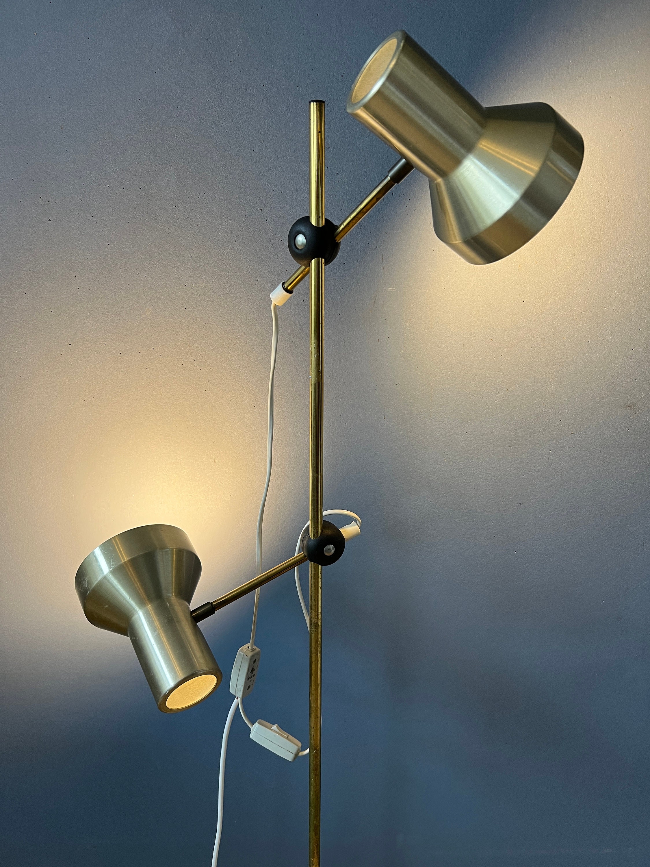 Mid Century Floor Lamp With Aluminium Spots / Space Age