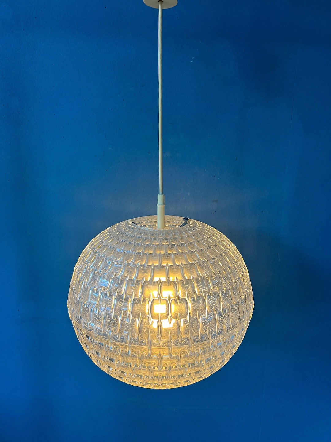 Kugelleuchte CRISTAL Weiß Mit Kristall-Optik – Hängelampe Ø 34 Cm Für E14 Birne – Elegante Deckenlampe Für Wohnzimmer & Flur