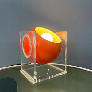 Small Orange Mid Century Perspex Space Age Eyeball Table Lamp