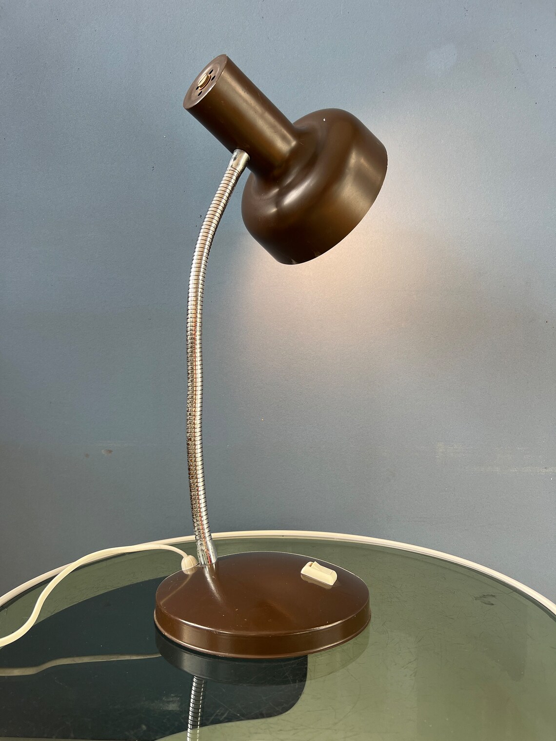 Vintage Flexible Arm Brown Space Age Table Lamp, foto 3 di 5