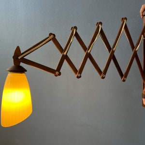 Mid Century Teak Wood Danish Wall Lamp with Glass Shade