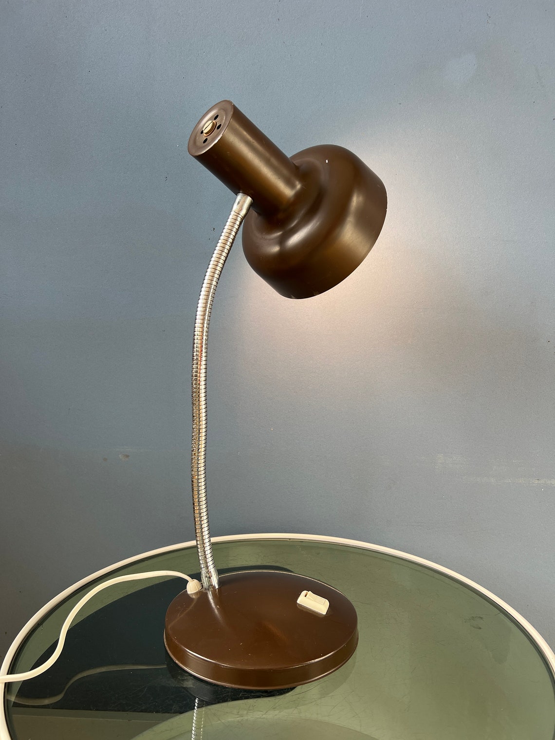 Vintage Flexible Arm Brown Space Age Table Lamp, foto 4 di 5