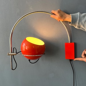 Vintage Orange GEPO Mid Century Arc Eyeball Wall Lamp
