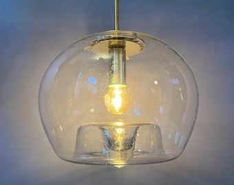 Vintage Doria Leuchten Glass Pendant / Mid Century Modern Lamp