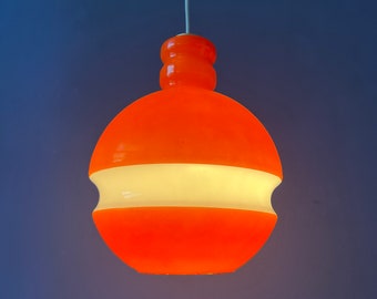 Orange-Weiße Mid Century Peill & Putzler Glas Hängelampe