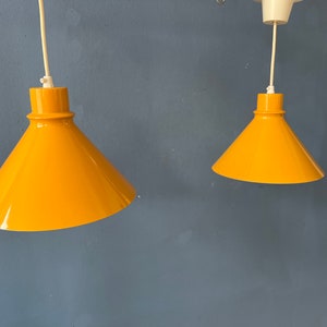 Set 2 of Vintage Yellow Metal Pendant Lamps image 2