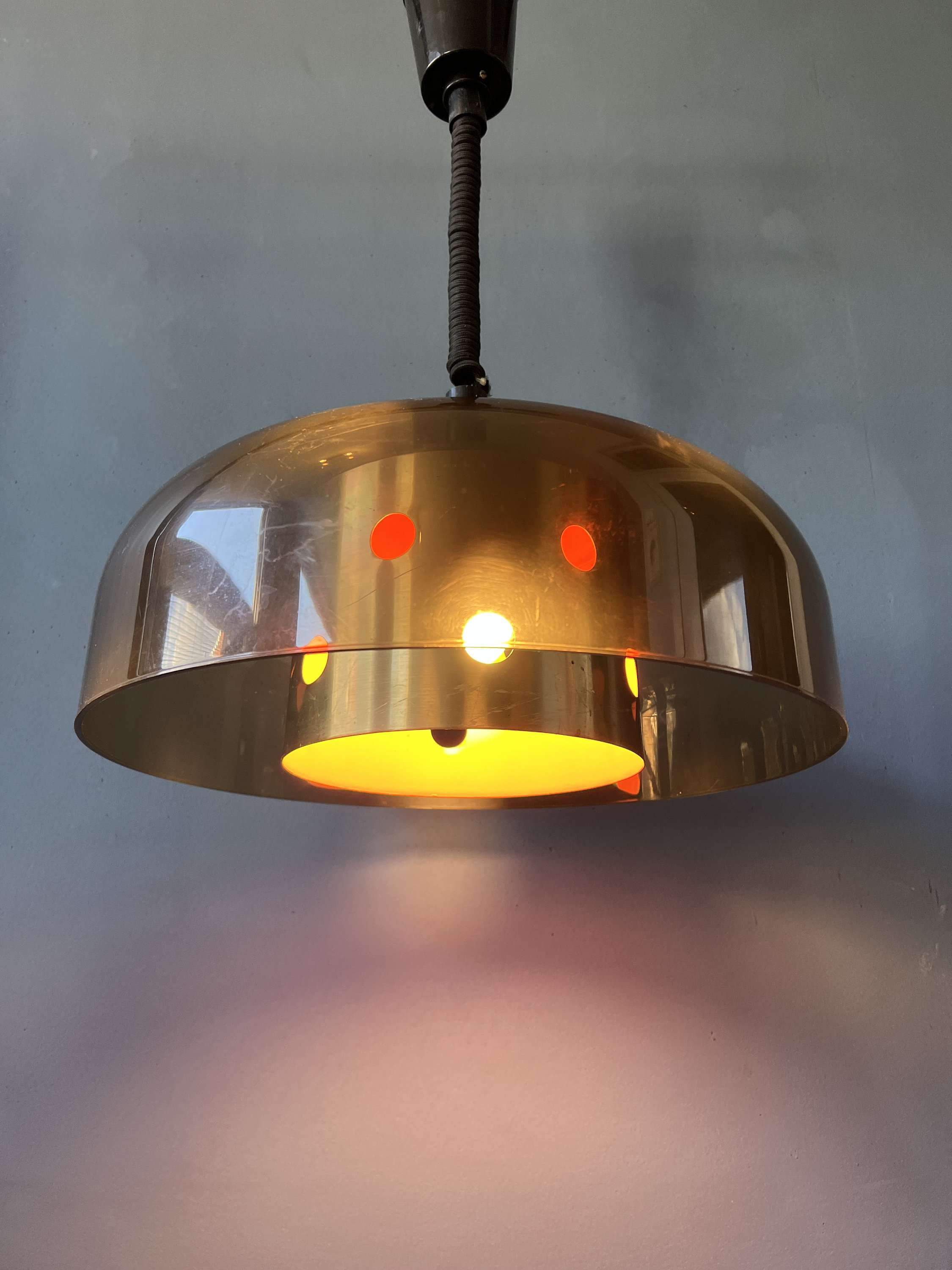 Mid Century Herda Space Age Light Fixture / Vintage 70s Pendant 