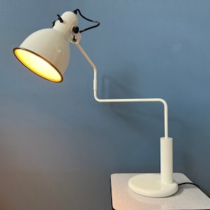 Anvia Elbow Table Lamp by Hoogervorst - White Swing-Arm Desk Light - Mid Century Office Lamp