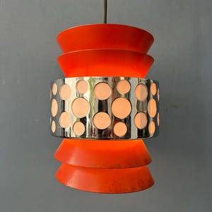 Orange Vintage Massive Belgium Space Age Pendant Lamp