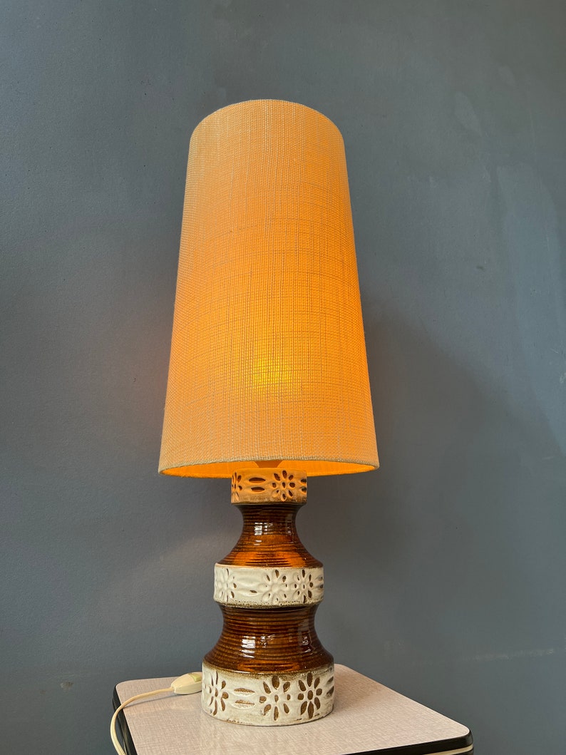 West Germany Fat Lava Ceramic Table Lamp / Mid Century German Desk Lamp image 3