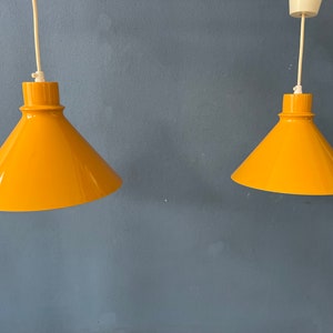 Set 2 of Vintage Yellow Metal Pendant Lamps image 3