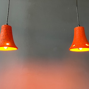 2 Orange Retro Ceramic Hanging Lamps