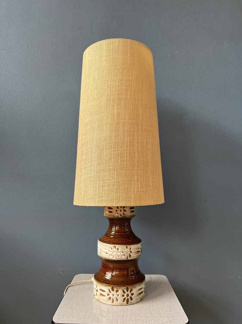 West Germany Fat Lava Ceramic Table Lamp / Mid Century German Desk Lamp image 6