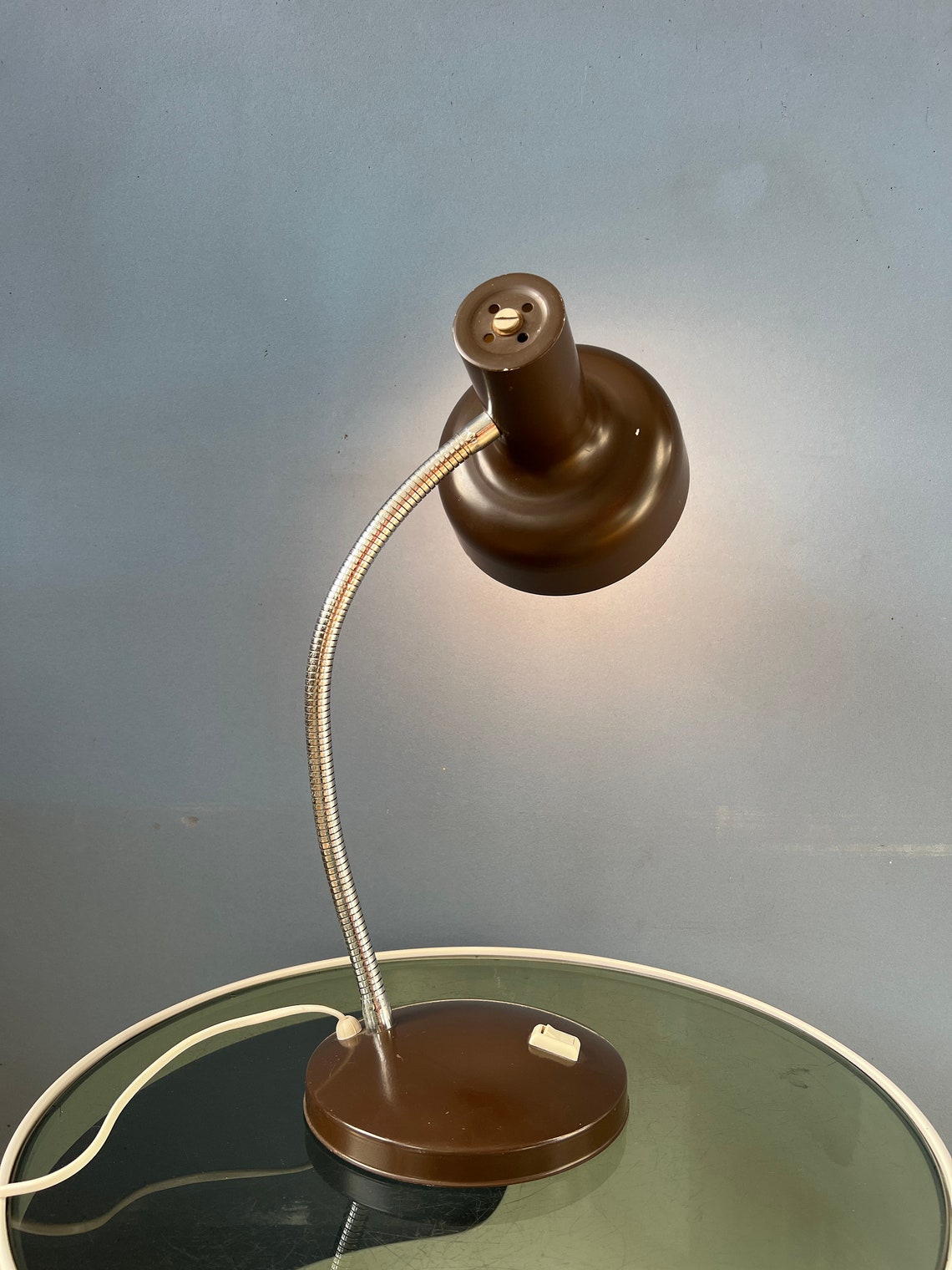 Vintage Flexible Arm Brown Space Age Table Lamp, foto 2 di 5
