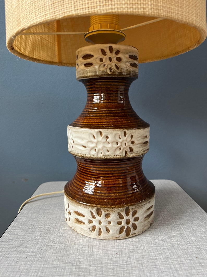 West Germany Fat Lava Ceramic Table Lamp / Mid Century German Desk Lamp image 8