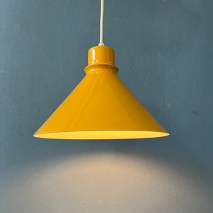 Set 2 of Vintage Yellow Metal Pendant Lamps image 5