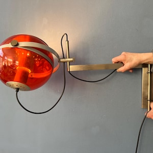 Vintage Orange Dijkstra Globe Space Age Wall Lamp