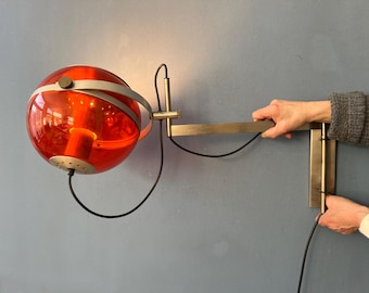 Vintage Orange Dijkstra Globe Space Age Wall Lamp