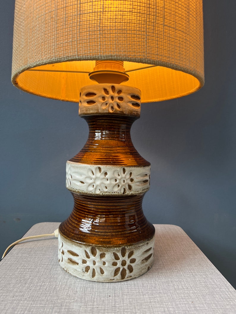 West Germany Fat Lava Ceramic Table Lamp / Mid Century German Desk Lamp image 4