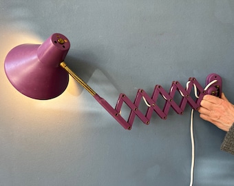 Purple Vintage Space Age Scissor Wall Lamp