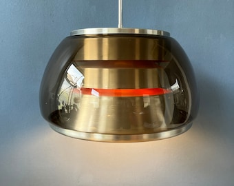 Mid-Century Smoked Glass Pendant Lamp: Space Age 70s Lighting