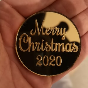 Personalised Cake Disc for Christmas, Birthdays, Promotions - Acrylic Engraved Cupcake Topper UK